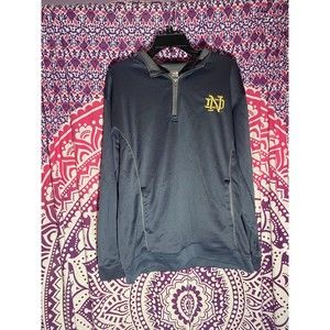 Notre Dame Quarter Zip Sweater Pro Edge Large Blue Gold